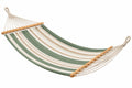 Amaca 200 x 80 cm in cotone verde bianco beige con barre in legno - per giardino e terrazza