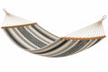 Amaca 200 x 120 cm in cotone beige e nero con barre in legno stile boho per giardino