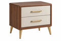 Comodino 50 x 40 x 55 cm effetto legno noce e beige con 2 cassetti stile moderno