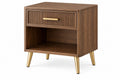 Comodino 50 x 40 x 60 cm in legno marrone con cassetto e vano aperto stile moderno