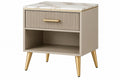 Comodino 50 x 40 x 60 cm in legno beige con piano effetto marmo stile moderno