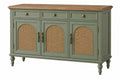 Credenza 160 x 45 x 95 cm in legno verde salvia con rattan - stile classico per soggiorno