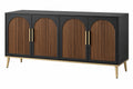 Credenza 160 x 40 x 80 cm in legno marrone e nero con quattro ante stile moderno