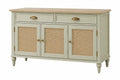 Credenza 160 x 45 x 90 cm in legno verde salvia con ante in rattan stile classico