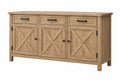 Credenza 180 x 45 x 90 cm in legno naturale con 3 ante e 3 cassetti stile rustico