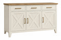 Credenza 160 x 45 x 90 cm in legno bianco e rovere - 3 ante 3 cassetti stile rustico