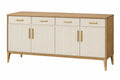 Credenza 180 x 45 x 90 cm in legno marrone e bianco con 4 ante e 4 cassetti stile moderno
