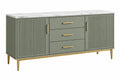 Credenza 160 x 40 x 85 cm in MDF verde salvia con piano effetto marmo - contenitore moderno