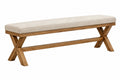 Panca da ingresso 160 x 40 x 46 cm in legno e tessuto beige stile rustico