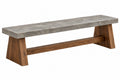 Panca 180 x 40 x 45 cm in cemento e legno marrone grigio - stile rustico