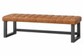 Panca imbottita 180 x 40 x 46 cm in similpelle marrone con struttura in metallo nero stile industriale