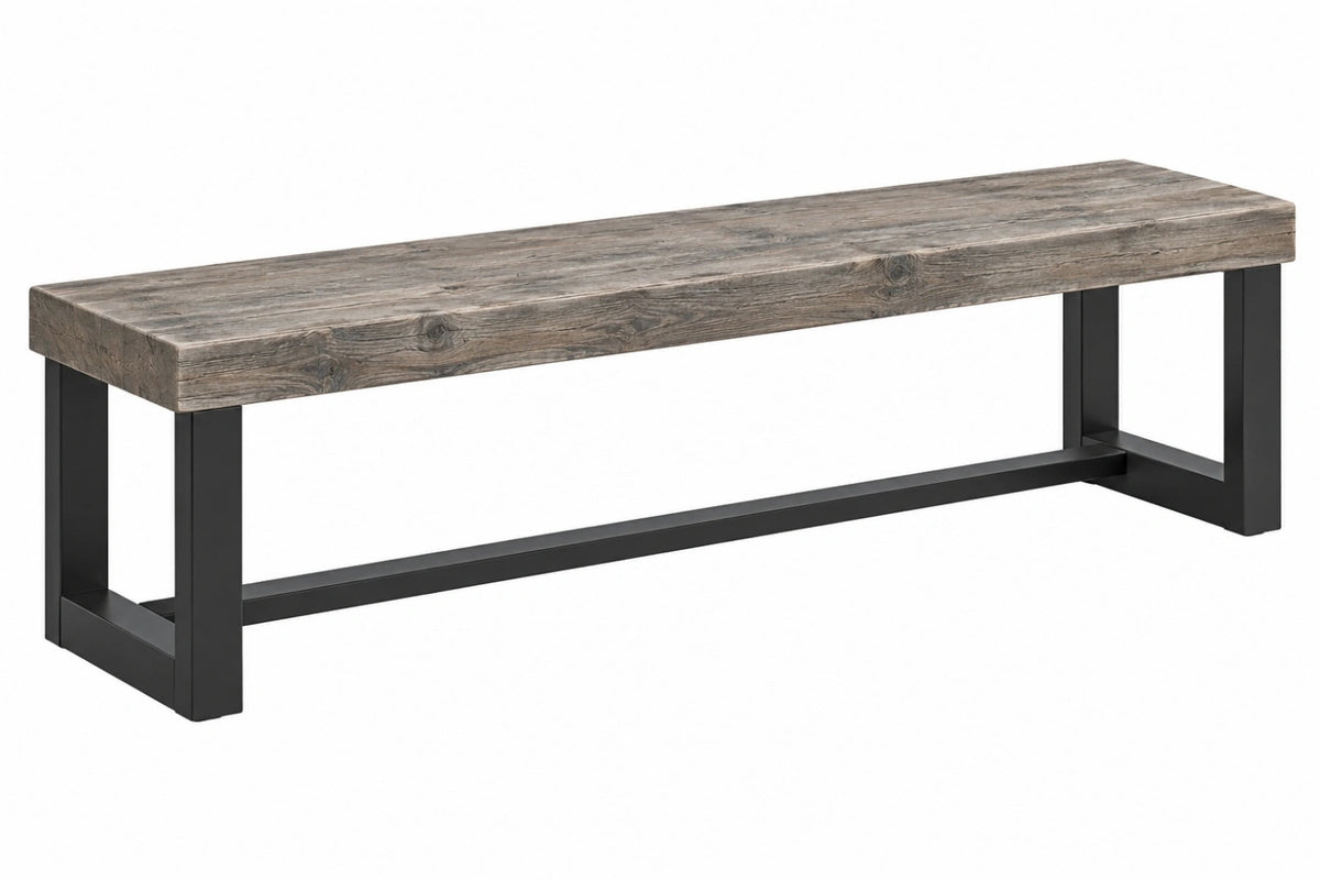 Panca 180 x 40 x 45 cm in legno grigio e metallo nero - stile industriale
