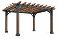 Pergola da giardino 300 x 300 x 250 cm in metallo e legno marrone nero - struttura a doghe