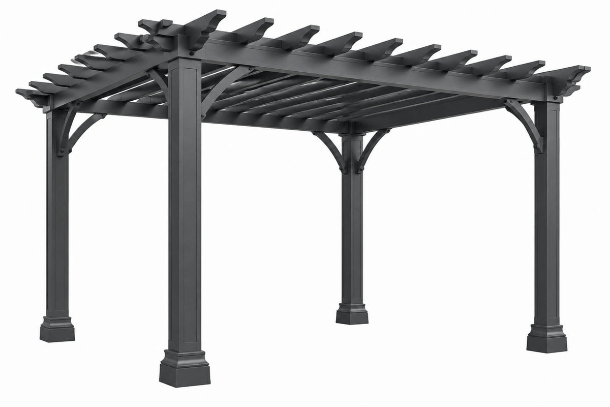 Pergola da giardino 300 x 300 x 240 cm in metallo nero - Struttura autoportante per esterni