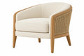 Poltrona 75 x 78 x 75 cm in legno e tessuto bouclé avorio con schienale intrecciato
