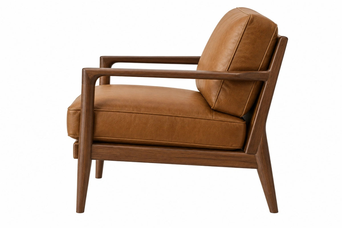 Poltrona 76 x 82 x 86 cm effetto pelle marrone con struttura in legno stile moderno
