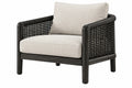 Poltrona da esterno 80 x 78 x 78 cm in legno nero e fibra intrecciata con seduta imbottita stile contemporaneo