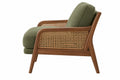 Poltrona 76 x 82 x 84 cm in legno e rattan verde con rivestimento in tessuto stile retrò