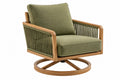 Poltrona girevole 82 x 82 x 88 cm in legno e corda verde stile naturale