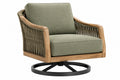 Poltrona girevole 82 x 86 x 85 cm in legno tessuto verde e corda stile naturale