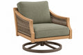 Poltrona da giardino 82 x 83 x 88 cm in legno e corda verde oliva girevole