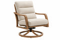 Poltrona girevole 78 x 86 x 101 cm in tessuto beige e legno stile moderno