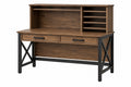Scrivania con alzata 140 x 60 x 150 cm in legno marrone e metallo nero stile industriale