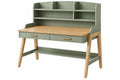 Scrivania con libreria 120 x 60 x 150 cm in legno verde salvia con 2 cassetti