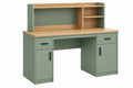 Scrivania con scaffale 120 x 60 cm in legno verde salvia e naturale con cassetti stile moderno