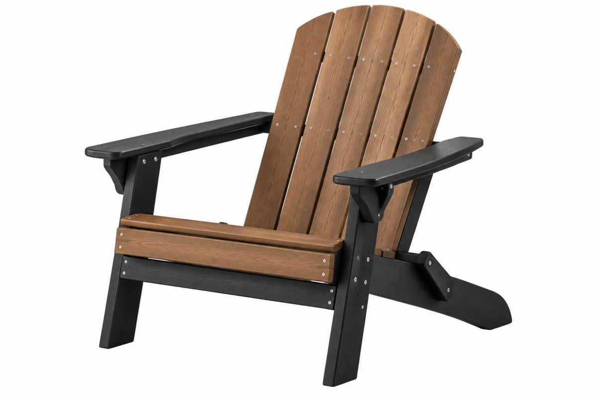 Sedia da giardino Adirondack 83 x 79 x 95 cm in materiale sintetico effetto legno marrone e nero con braccioli