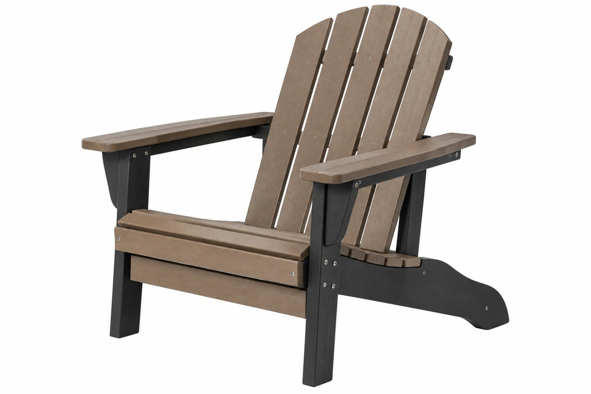 Sedia Adirondack da giardino 83 x 78 x 96 cm in plastica marrone e nera con schienale inclinato