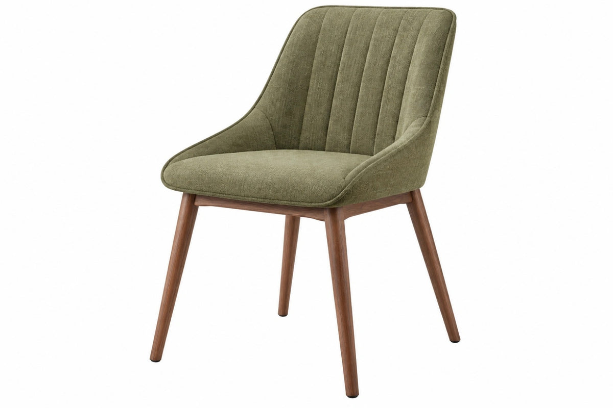 Sedia da pranzo 60 x 63 x 84 cm in tessuto verde con gambe in legno stile moderno