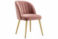 Sedia da pranzo 50 x 58 x 82 cm in velluto rosa con gambe in metallo dorato stile moderno
