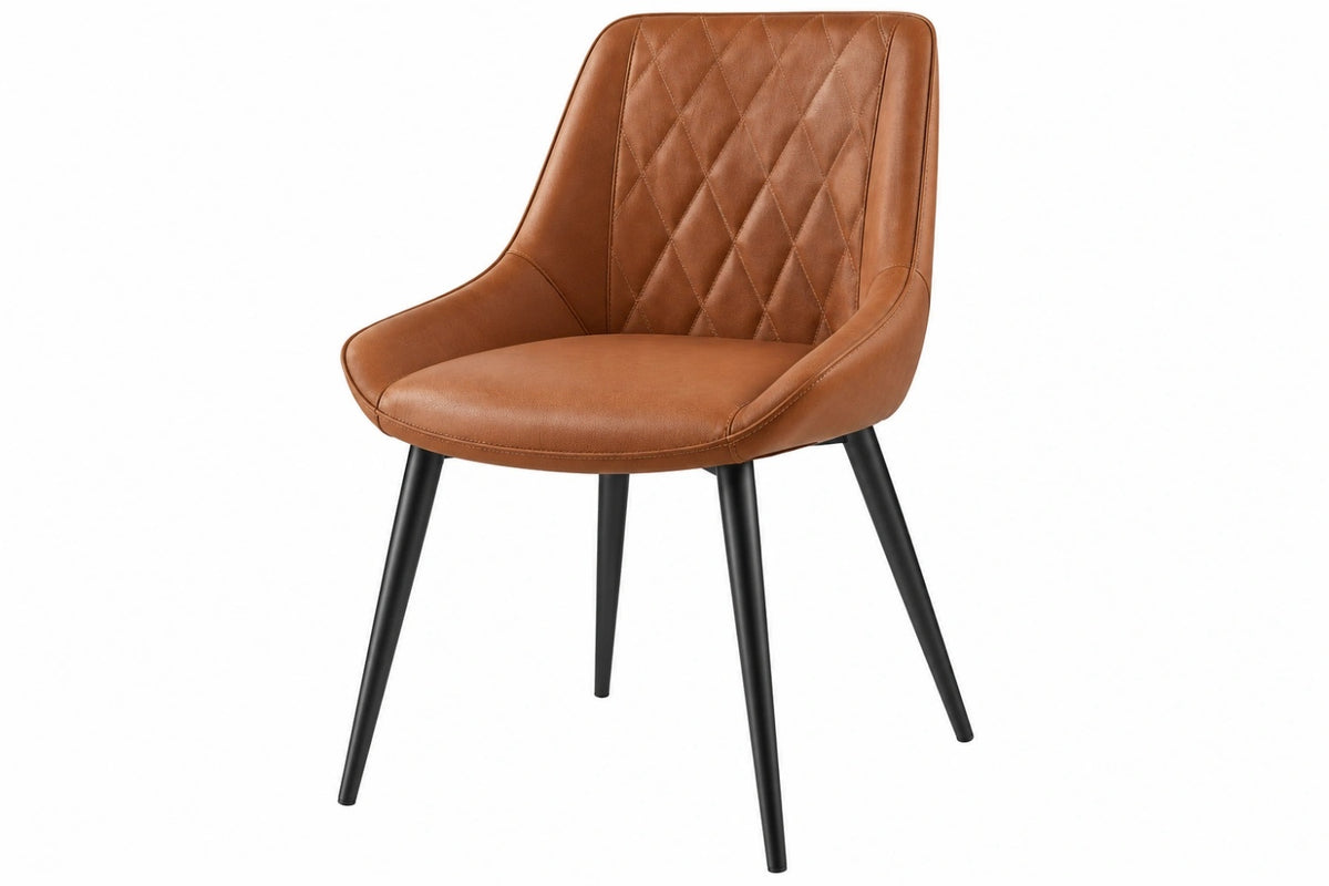 Sedia da pranzo 58 x 62 x 86 cm in similpelle marrone con gambe in metallo stile moderno