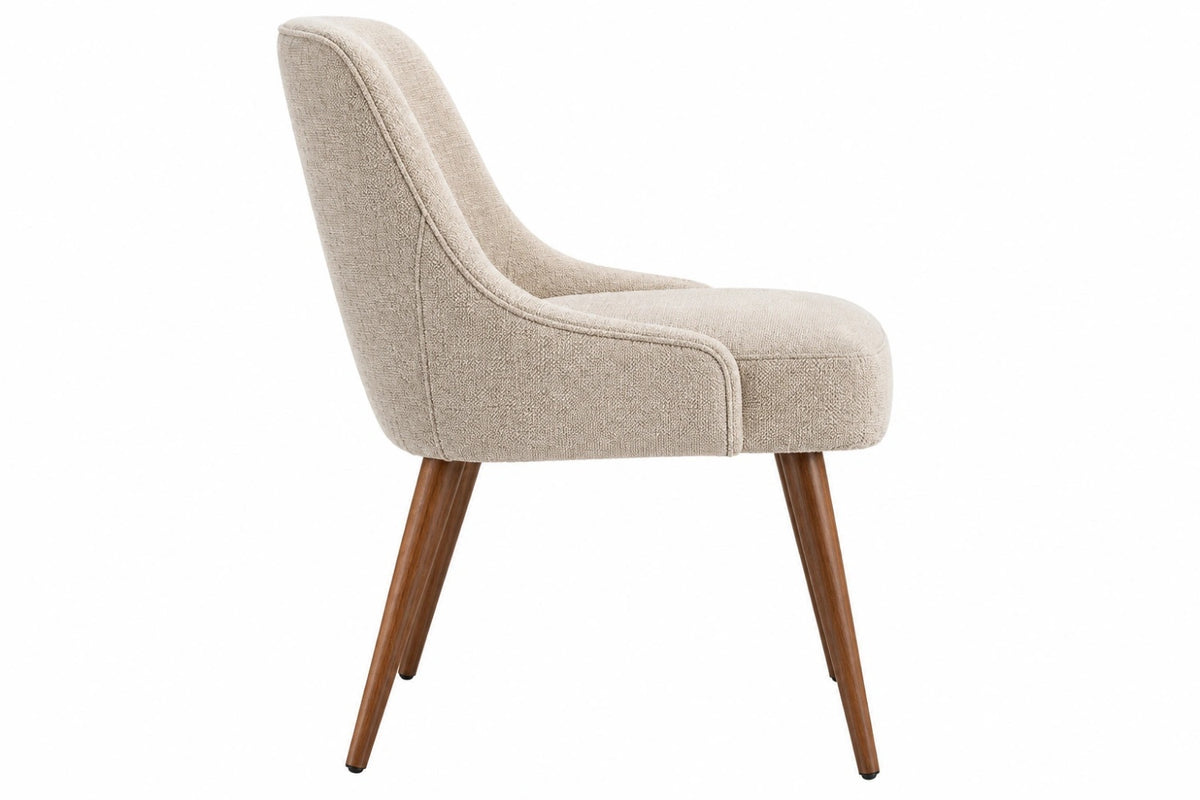 Sedia imbottita 58 x 60 x 85 cm in tessuto beige con gambe in legno stile moderno
