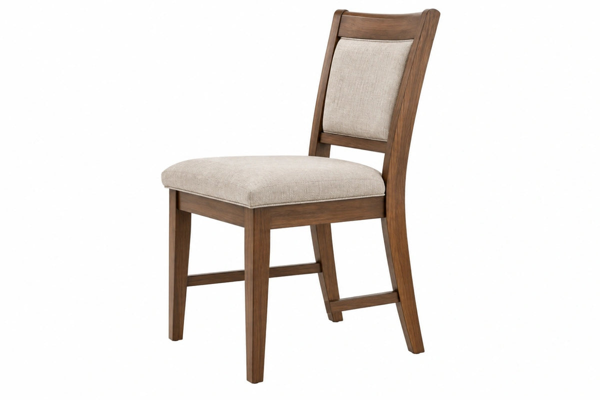 Sedia da pranzo 48 x 58 x 102 cm in legno marrone e tessuto beige - schienale imbottito classico