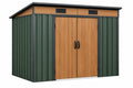 Casetta da giardino 213 x 127 x 185 cm in acciaio verde scuro effetto legno - deposito esterno ventilato
