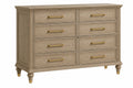 Cassettiera 160 x 50 x 95 cm in legno beige con 8 cassetti stile classico