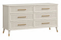 Cassettiera 140 cm in legno bianco con 6 cassetti stile moderno
