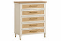 Cassettiera 80 x 45 x 110 cm in legno beige con frontali intrecciati - stile classico